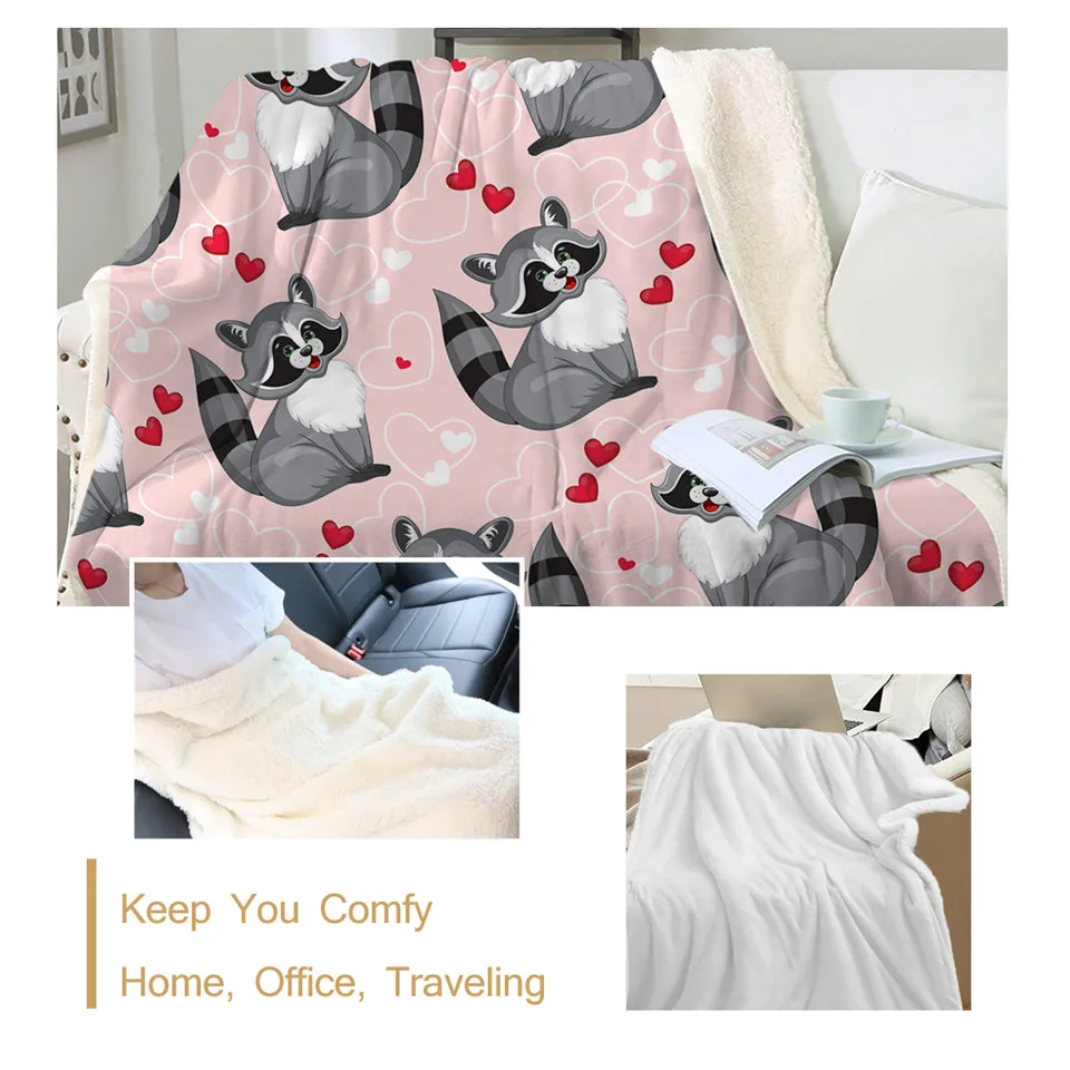 BeddingOutlet забавное розовое одеяло из енота милые животные шерпа Флисовое
