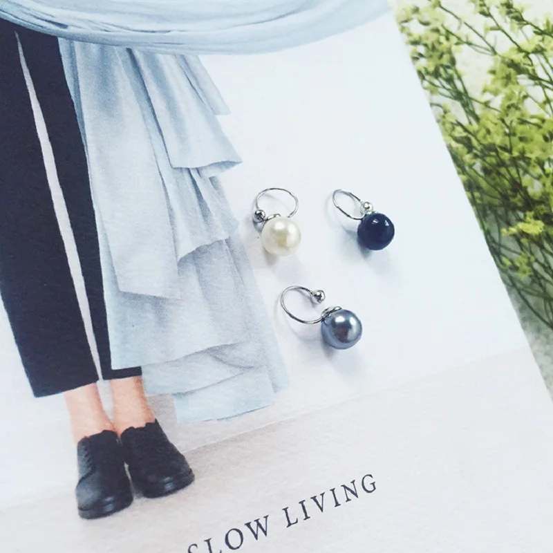 2021 Аретес Бринко Хан Издание модного чувства жемчужины E877 Сингл Пакет Clevis Кость ушной без прокола серьги женщина Оптовая продажа.