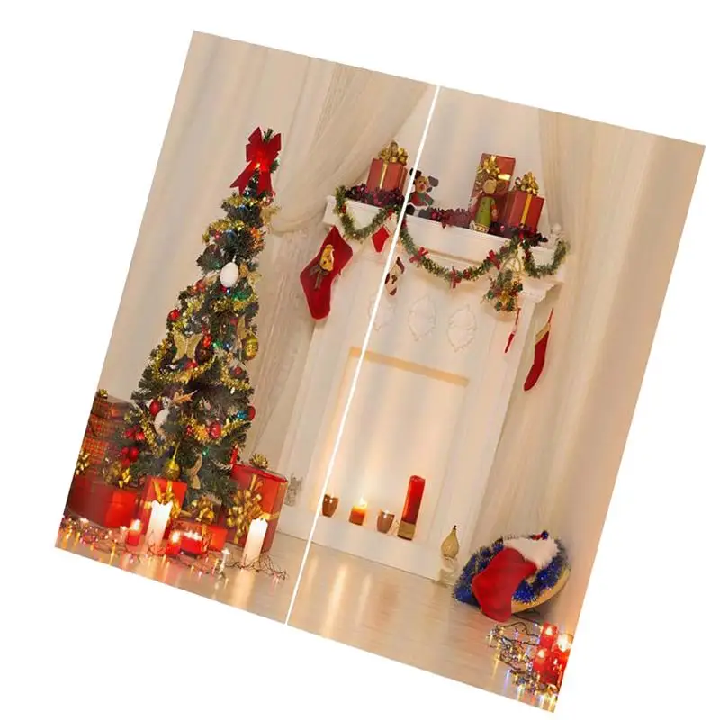 1 шт. водонепроницаемая занавеска Яркие Рождественские занавески с рисунком