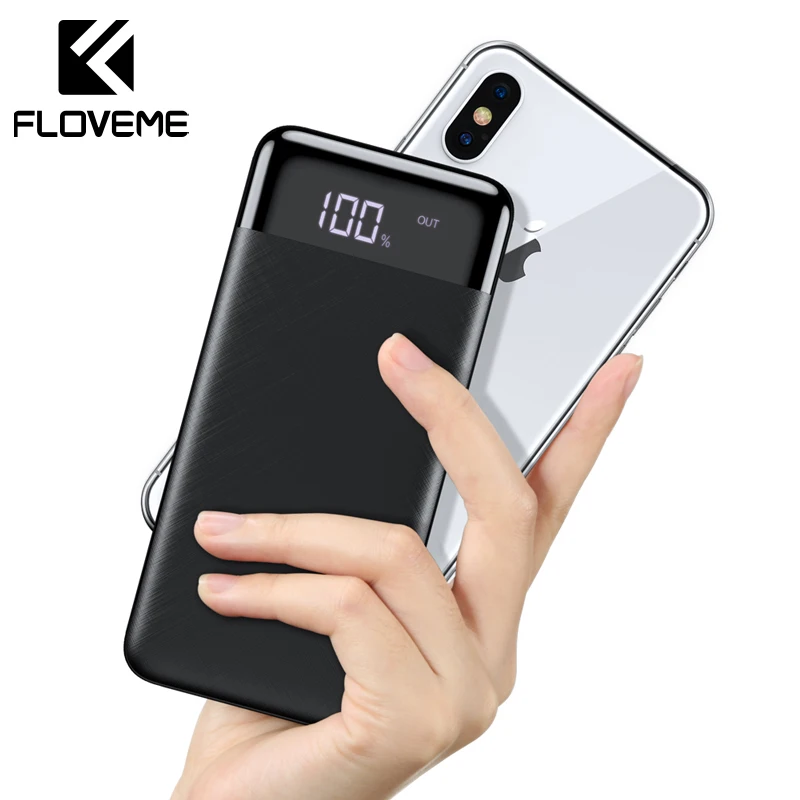 FLOVEME портативный внешний аккумулятор 10000 мАч, внешний аккумулятор, светодиодный дисплей, внешний аккумулятор для Xiaomi Mi, портативное зарядное устройство