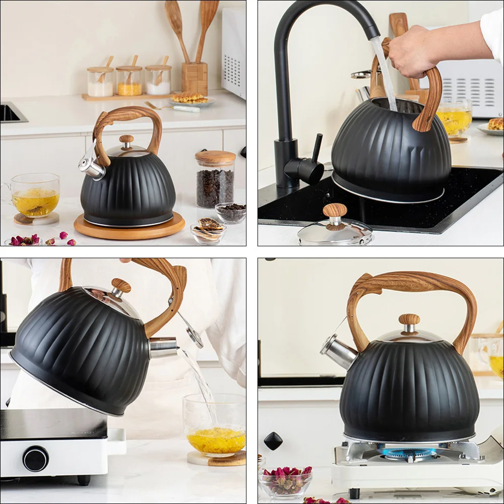 

1Pc 3.5L Boil Water Kettle Whistling Teakettle Portable Kettle (Black)