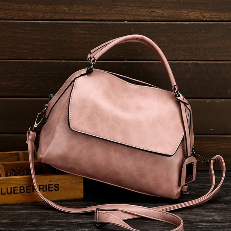 

BRIGGS Vintage PU Leather Classic Black Women Handbag Fashion Boston Bag Casual Tote Lady Shoulder Messenger Bag For Women