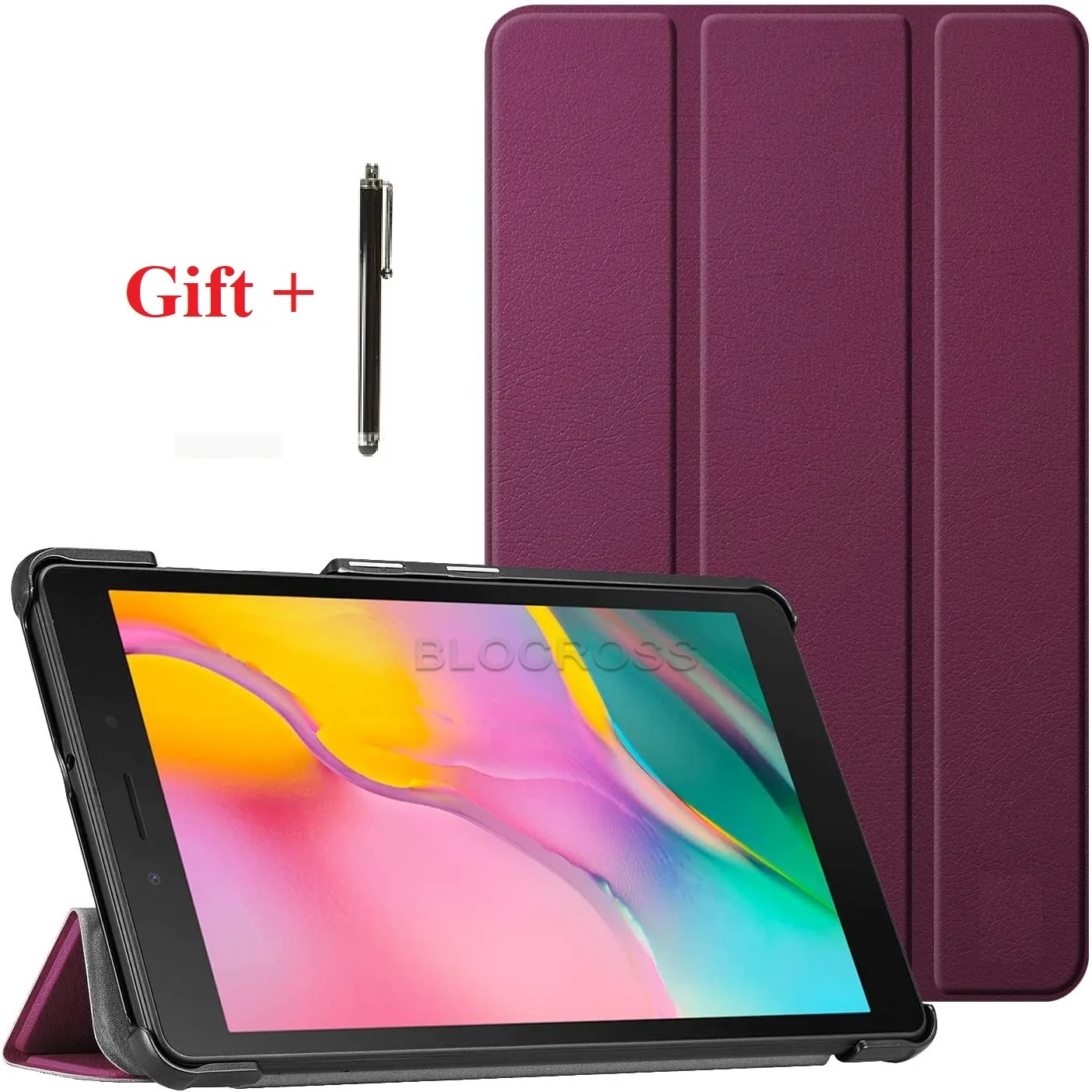 

3-folding Tablet Case for Samsung Galaxy Tab 8.0 2019 T290 Smart Magnetic Stand Cover for T290 T295 Auto Sleep Wake Funda Sleeve