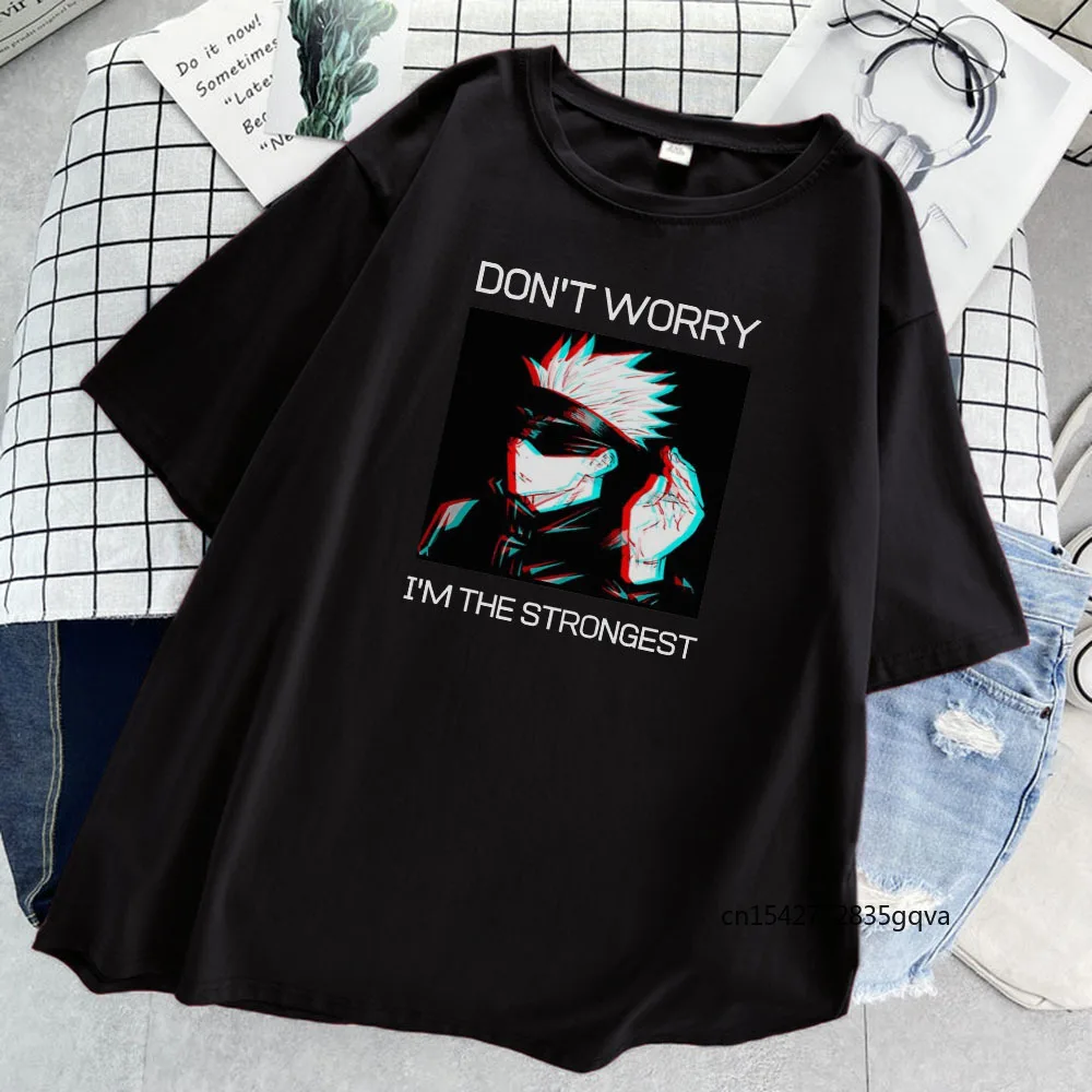 

Don't Worry Gojo Sensei White T Shirts Girls 2021 Summer Soft Casual T-Shirt Korean Style New Tee Fashion Women's Tshirts