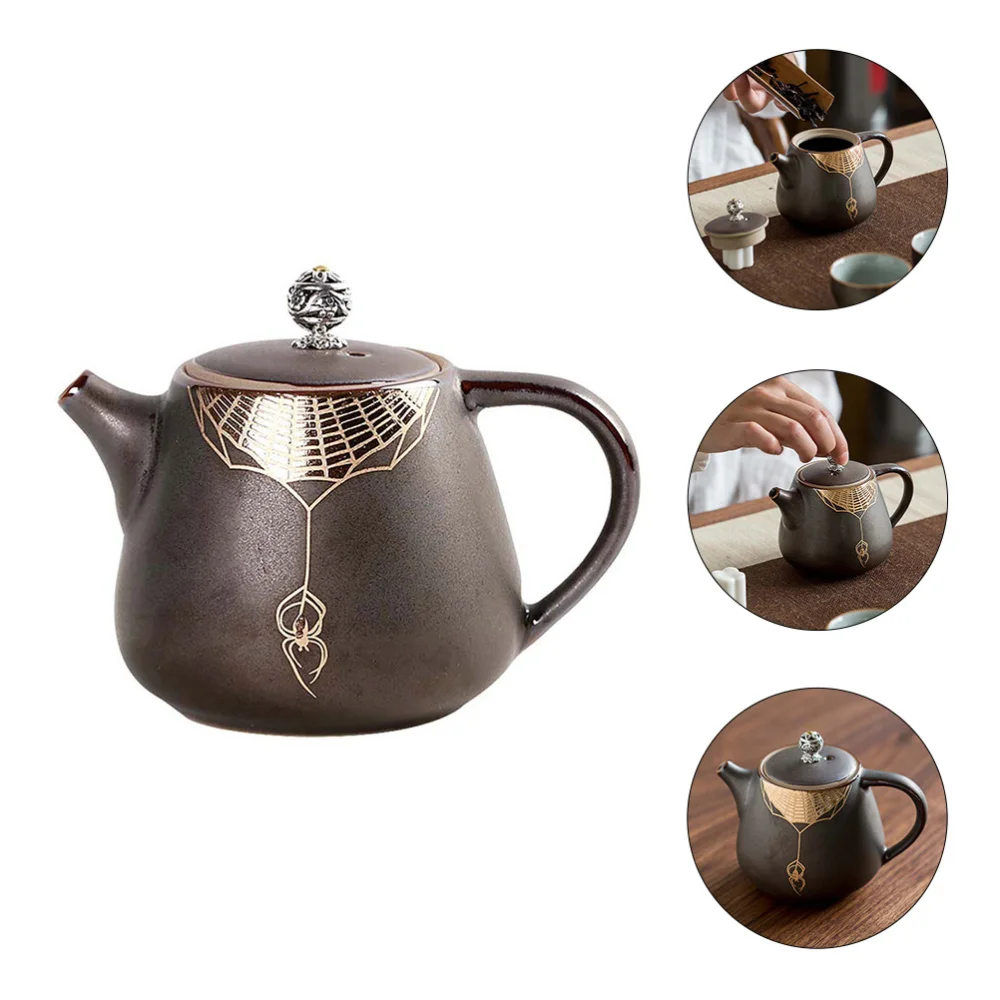 

1Pc Heat-resistant Teapot Portable Ceramics Tea Kettle Iron-rust Glazed Teapot