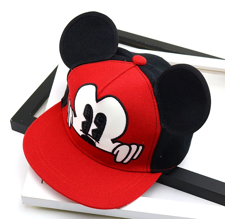 

Disney Mickey Mouse Hat Children's Cute Cartoon Mesh Cap Baby Baseball Cap Boy and Girl Hat with Mickey Mouse Ear Shaped hat
