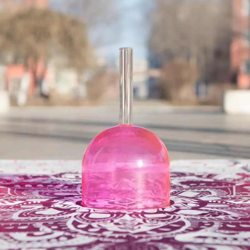5 дюймов прозрачный розовый цветной кварцевый поющая чаша с ручкой + один
