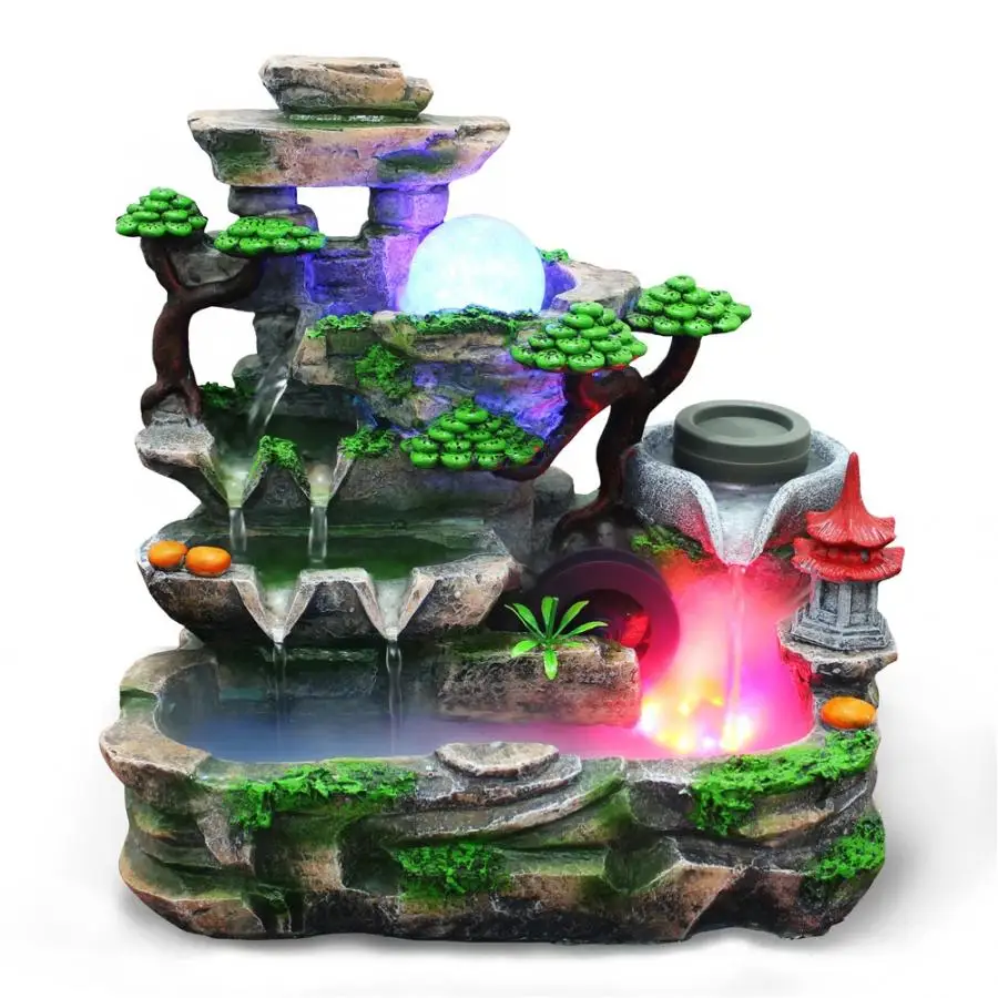 

Desktop Fountain Resin Desktop Water Fountain Landscape Decoration Home Ornament with Atomization Effect Home Decor
