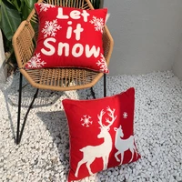 pp cotton elk embroidered flower cushion american 45cm pillowcase sofa pillow christmas gift bay window antler decoration