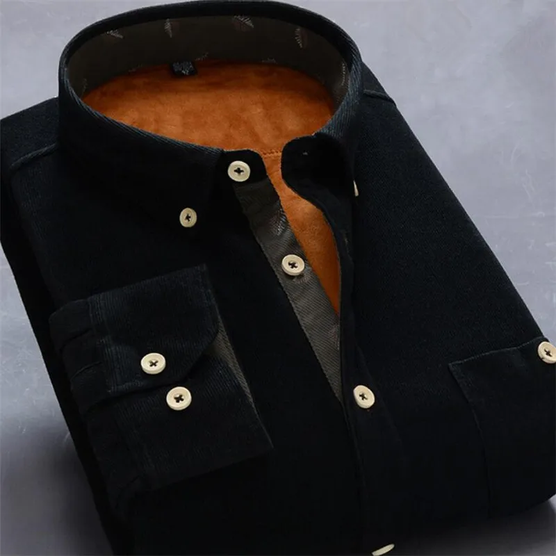 Мужская однотонная хлопковая рубашка с длинным рукавом новинка 2019 зимняя