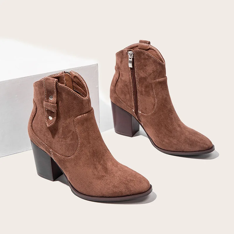 

Сапоги женские резиновые на высоком каблуке, базовые сапоги из искусственной кожи на толстом каблуке, базовые