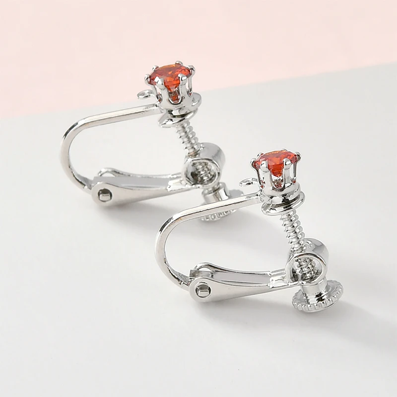 Color Zircon Screw Ear Clip DIY Handmade Materials Copper Plating 18k Gold Homemade Earrings Clip-on Accessories | Украшения и
