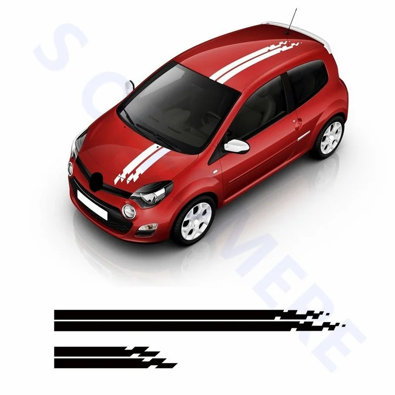Для 1 компл. Гоночный спортивный стиль полосы автомобиля капот хвост Декор наклейка авто тело наклейка для Renault Twingo
