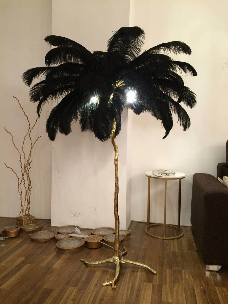 Напольная Лампа с пером для роскошной гостиной украшение зала отеля Свадебный