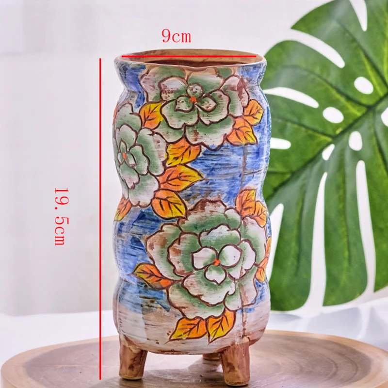 Горшок для растений-суккулентов большой раскрашенный керамический цветочный