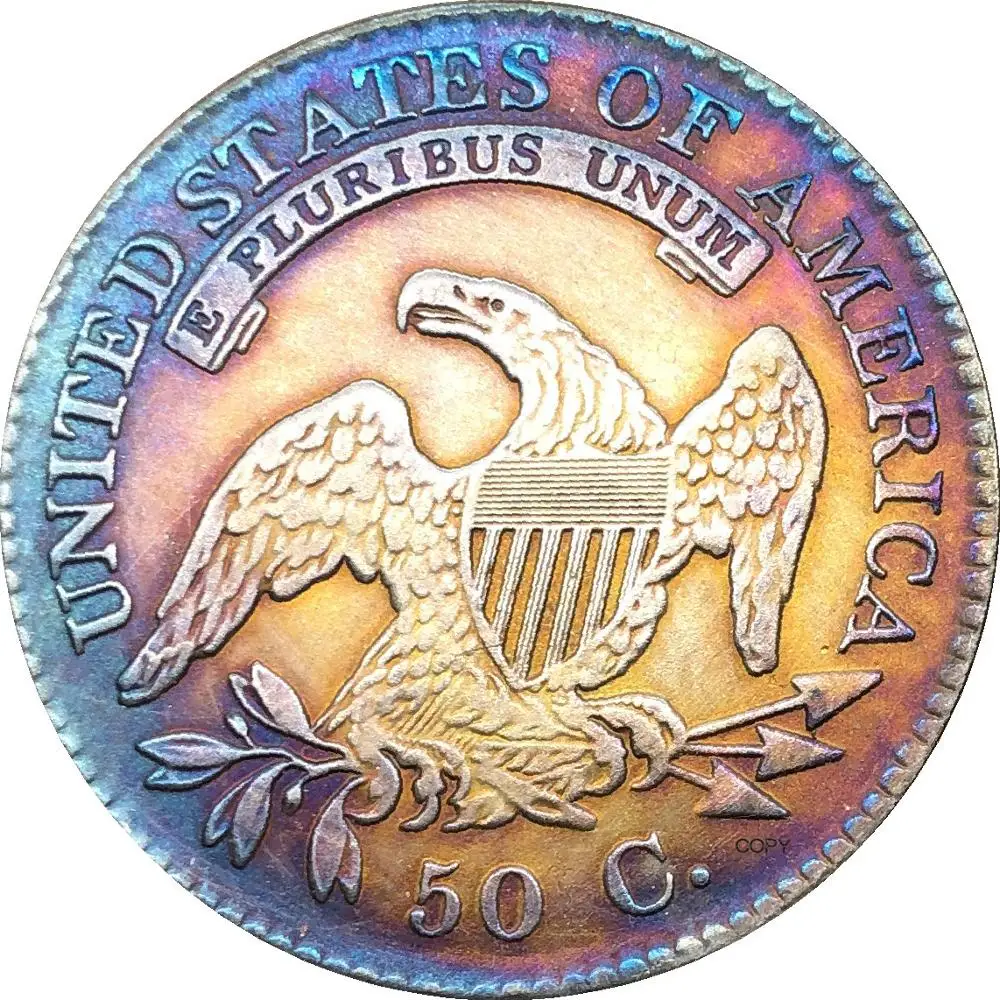 

United States Of America Liberty Eagle 1830 50 Cents Dollar Capped Bust Half Dollar Cupronickel Silver Plated Copy Coin