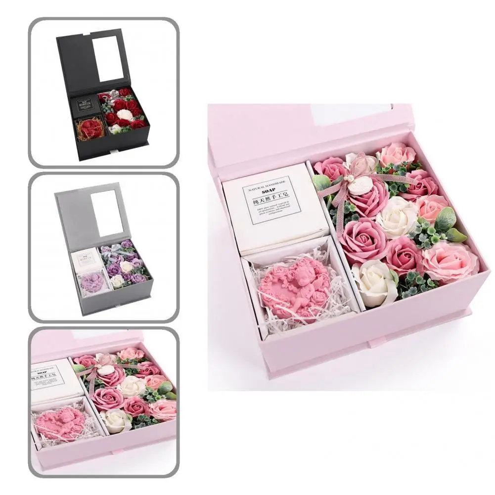 

Artificial Flower Box Innovative Flower Gift Box Decorative Convenient Reliable Anti Fade Rose Soap Flower Box
