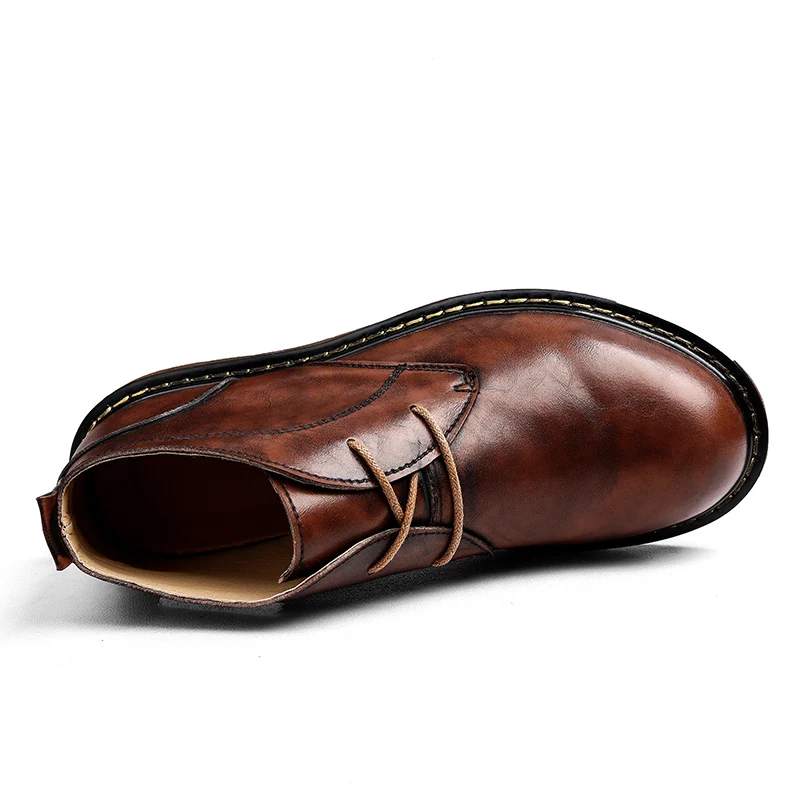 Split Leather Boots Men Ankle Men Red Fashionable Shoes Handmade Fashion Casual Men's Boots Stylish Male Martin Boots