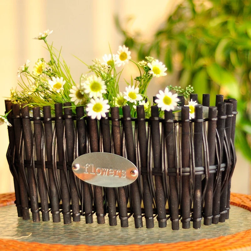 

Retro Wood Head Handmade Green Dill Indoor Flower Pot Rectangular Wooden Fence Flower Pot 13.5X15X17.5Cm