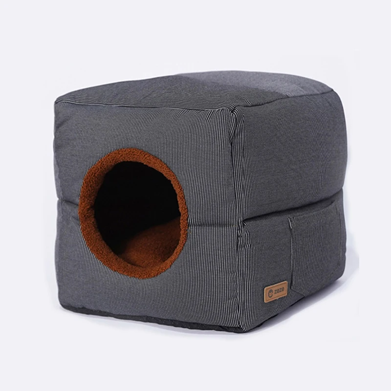 

Pet Supplies Cat Litter Warm Semi-closed Foldable Cat House Deep Sleep Puppy Bed Four Seasons Universal Two Forms Dog Mat Kennel