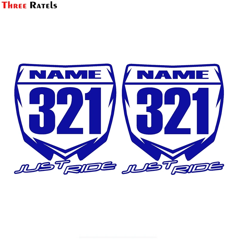 

Three Ratels FTZ-158# 20x10.6cm 2PCS custom made with your name JUST RIDE Motocross Number Plate Replica Decal Stickers