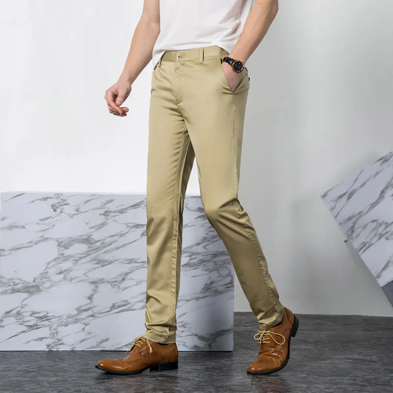Брюки мужские повседневные деловые модные облегающие Стрейчевые штаны длинные