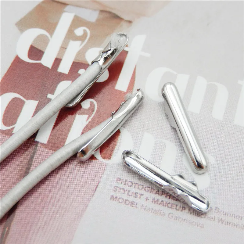 100pcs Metal Crimping Cord Fastener Fitting String Leather Rope for DIY Jewelry Making 16*3mm Dia 2mm Handmade Findings Supplier | Украшения