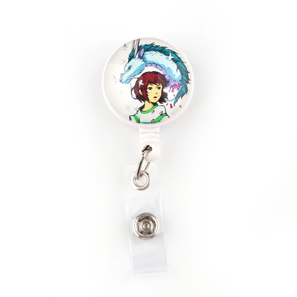 

CB718 Anime White Dragon High Quality Retractable Nurse Badge Reel Fashion Name Tag ID Badge Holder Clip