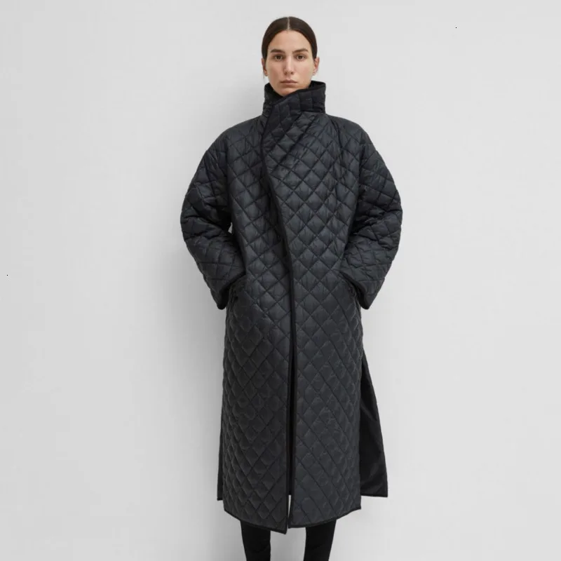 Однотонная длинная стеганая куртка для женщин Осень зима 2019 свободное теплое