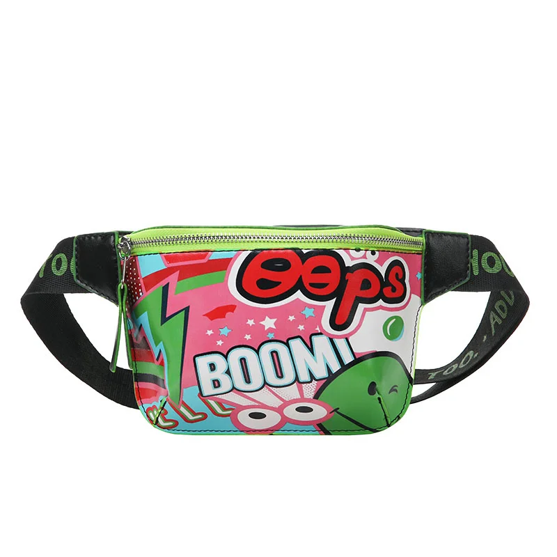 

Girl Waist Bag Fashion Graffiti Letters Chest Bags For Women 2021 Handbags Leather Summer Chest Shoulder Bag Lady Fanny Pack