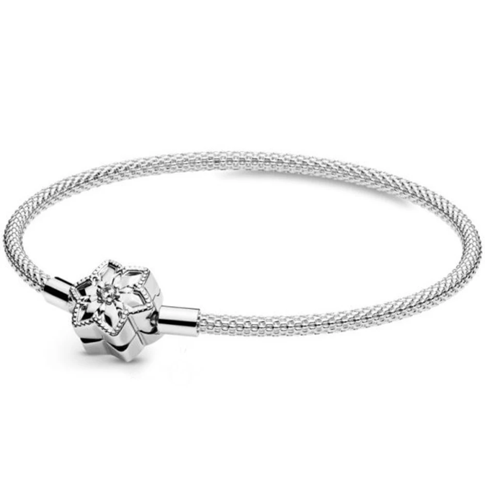 

2019 NEW 100% 925 Sterling Silver Winter Shining Star Snowflake Bangle Bracelet Fit Women Original Fashion DIY Jewelry Gift