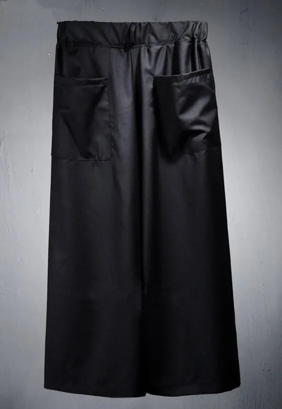 

Men hip hop wide leg pants with weave belt Korean style mens casual harem pants vintage punk joggers pantskirt