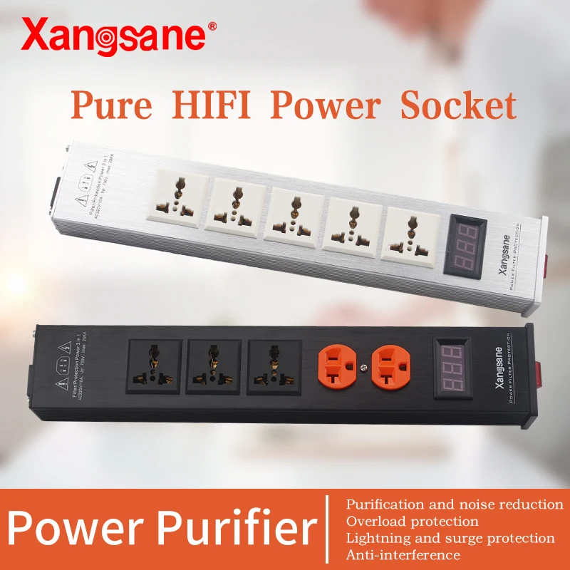 

Xangsane universal US socket HiFi power filter 220V/10A power cable plug overload protection lightning protection Power outlet