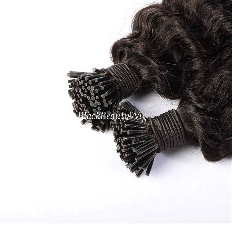

Curly I Tip Human Hair Extension Pre bonded Brazilian Remy Stick I Tip Hair Deep Curly Microlinks Fusion Hair 100Strands 100g