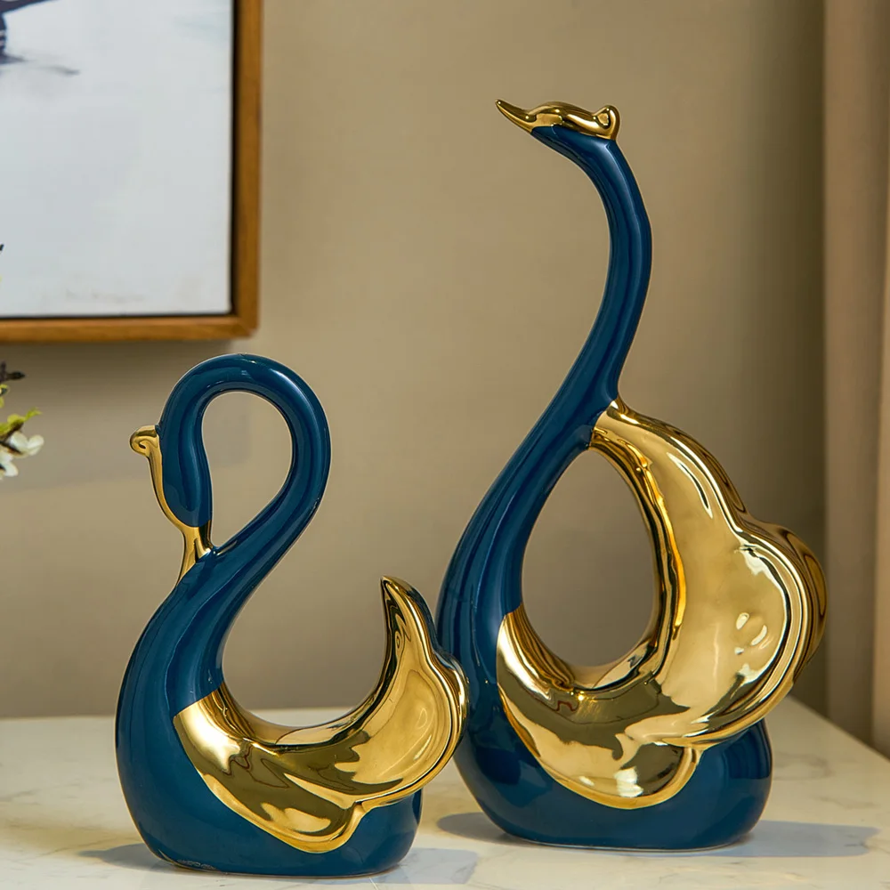 

Decorative statues and sculptures for Home Christmas decoration luxury wedding gift sculpture modern figurines for decor swan