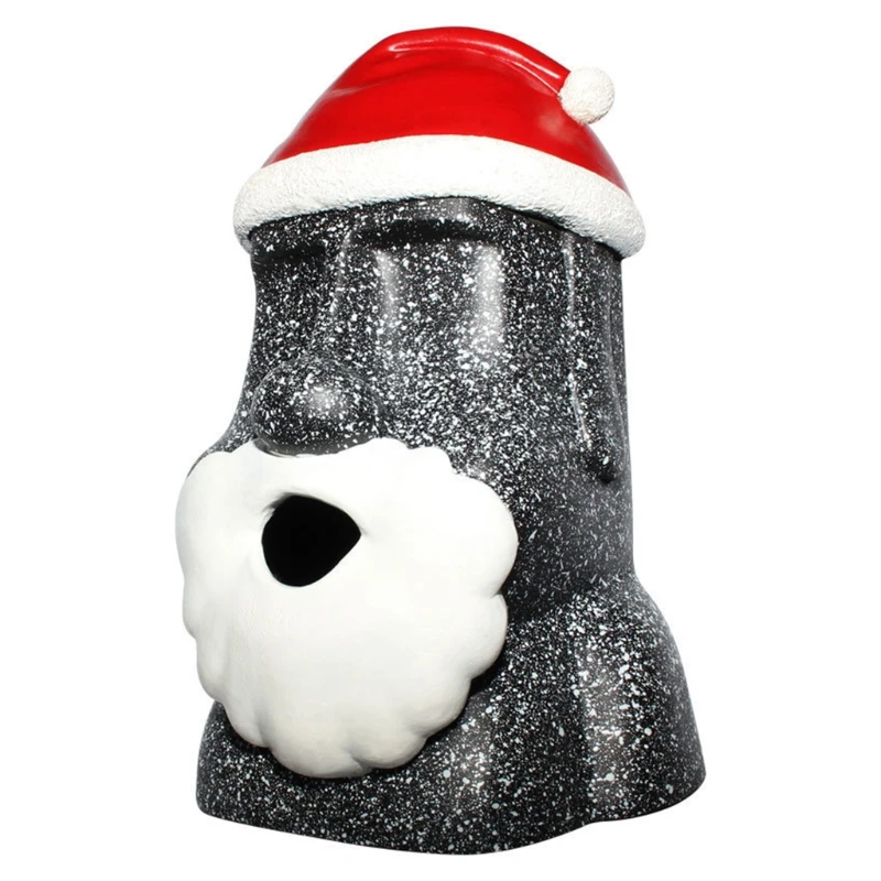 

2022 New Stone Face Moai Statue with Christmas Santa Hat Funny Resin Tissue Box Cover Easter Island Facial Towel Holder Decor