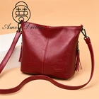 Сумки через плечо женские из мягкой кожи, роскошные дизайнерские модные мессенджеры с кистями, 2021