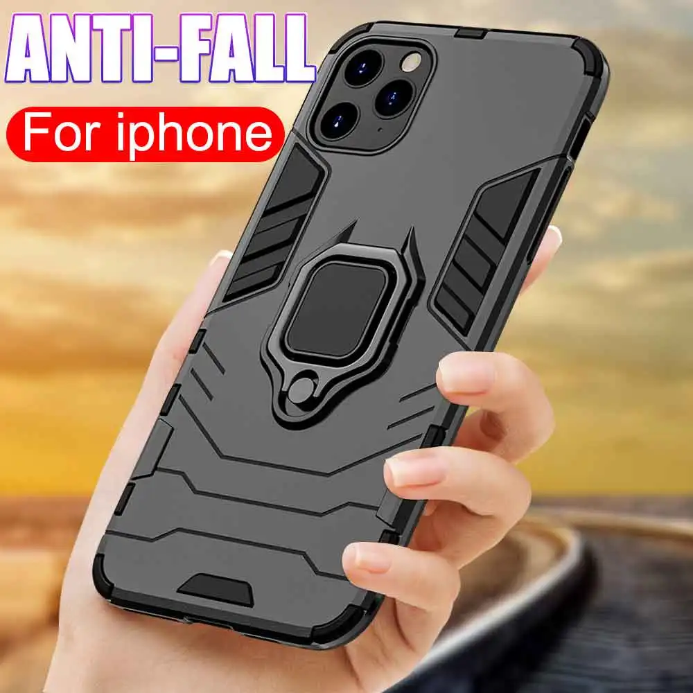 Роскошный бронированный противоударный чехол для телефона айфон 11 про X XR XS макс 7