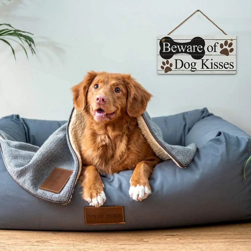 

Putuo Decor Funny Dog SignBeware of Dog Kisses Gift for Dog Lover 12 x 8 Inches