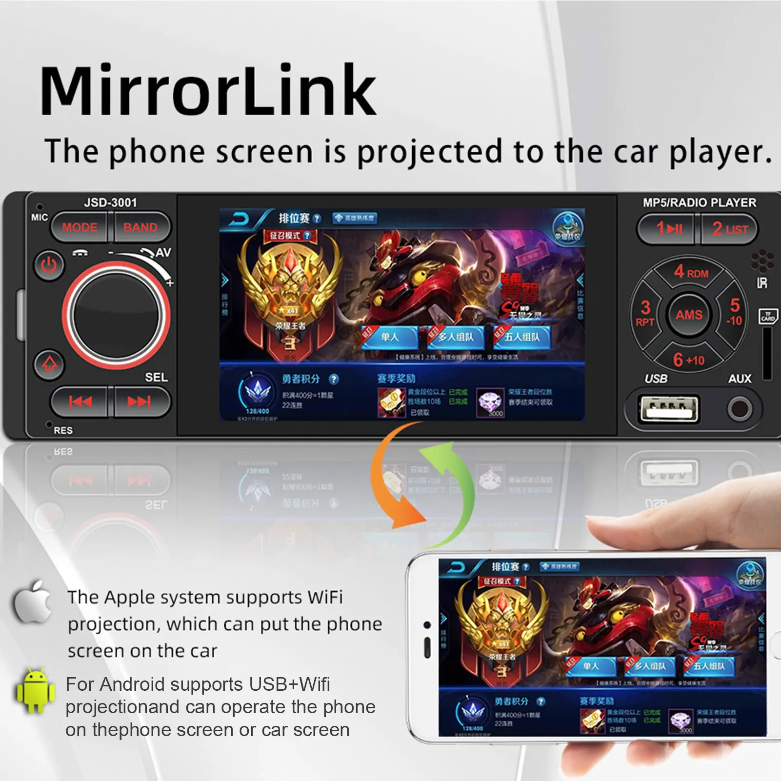 Автомагнитола 1 Din с сенсорным экраном Android автомагнитола громкой связью Bluetooth 1080P