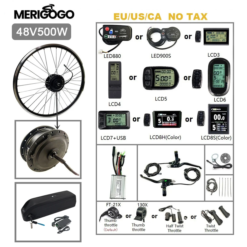 

Conversion Kit Electric Bicycle 48V 500W With 13 15.5 18.2 Ah Hailong Battery Of Wheel Hub Motor to Ebike