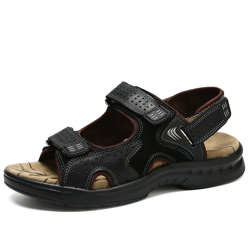 

Fashion Men's Sandals Casual Beach Sandals Genuine Leather Summer Shoes Retro Sewing Classics Men Footwear Zapatos Hombre 38-44
