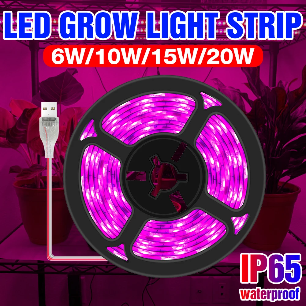 

LED Full Spectrum Phyto Grow Lamp Strip 0.5M 1M 2M 3M Indoor Plant Light USB 5V Seedling Fito Lamp LED Flower Hydroponics Lights