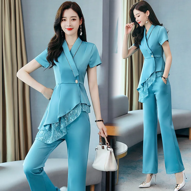2021 новые летние женские две штуки в комплекте Элегантный комплект из блузка с