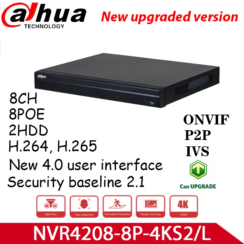 Видеорегистратор Dahua 8-канальный с поддержкой 8PoE и интерфейсом USB 4 0 | Безопасность
