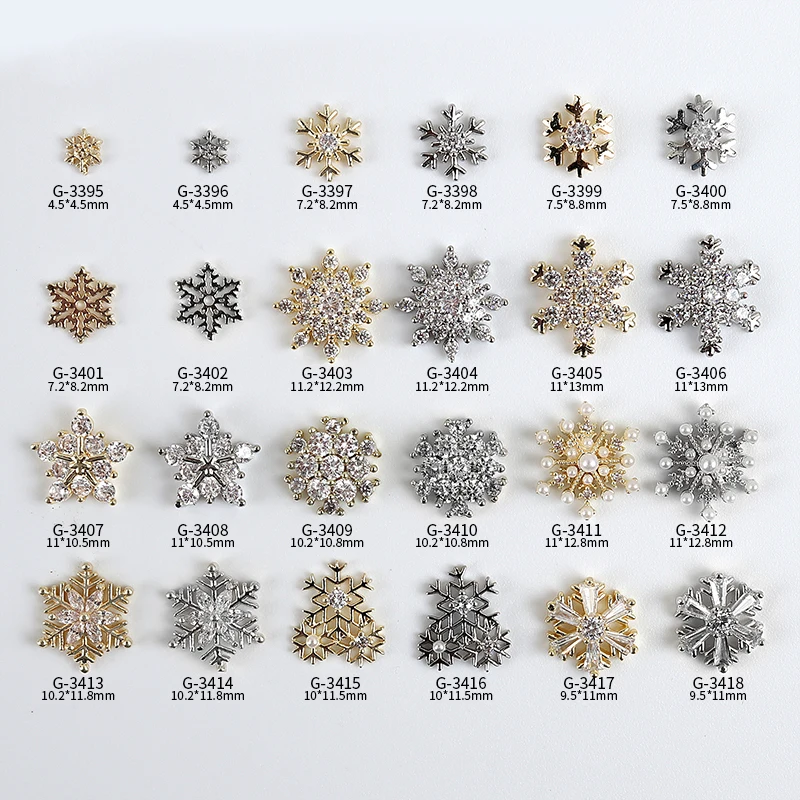 

10PCS Zircon Snowflake 3D Charms For Winter New Nail Supplies Shiny Snowflakes Nail Gems Rhinestones For Nails Decoration