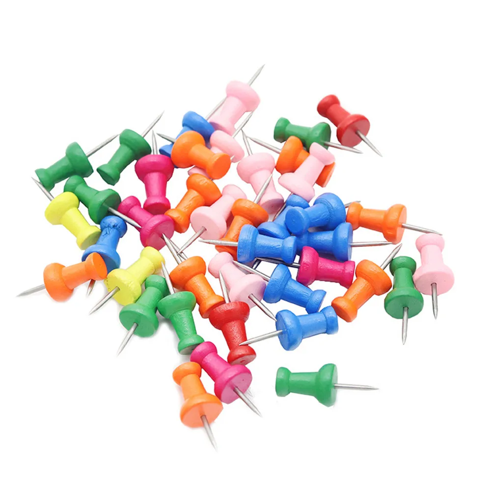 

40 шт./кор. карта канцелярские кнопки деревянные канцелярские Кнопки Diy чертежная кнопка и мы вышлем вам фото пробковая доска обучения шпильк...