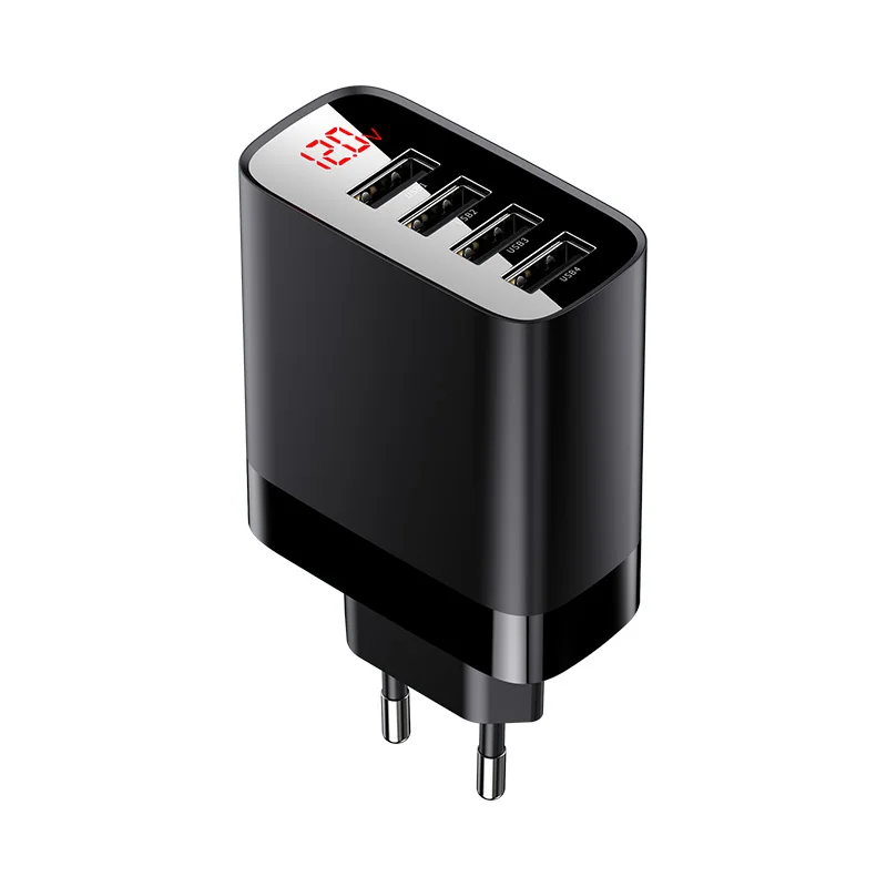 Baseus USB зарядное устройство 6A быстрое зарядное устройство ЕС адаптер для iPhone11 4 порта настенное зарядное устройство для samsung huawei путешествия быстрое зарядное устройство для телефона - Тип штекера: Black