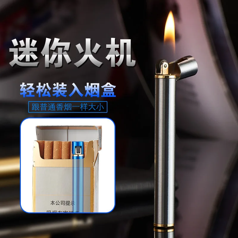 

Creative Cigarette Type Inflatable Lighter Grinding Wheel Open Flame Cigarette Case Lighter Butane Windproof Smoking Gadget