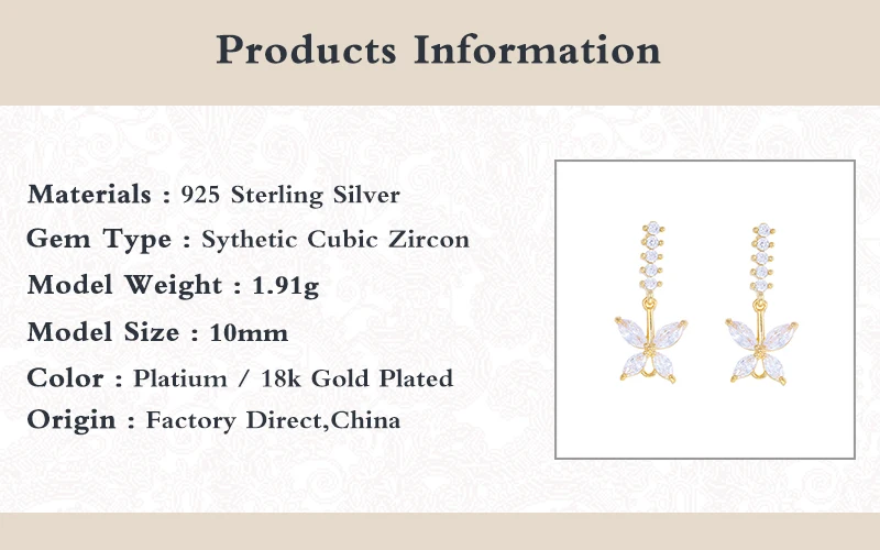 

BOAKO 925 Sterling Silver Butterfly Pendant Zircon Stud Earrings For Women Boho White Crystal Ear Stud Engagement Party Jewelry